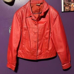 Red leather jacket